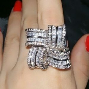 925 sterling silver white sapphire cocktail ring